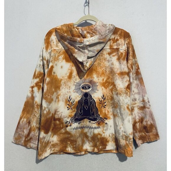 Earthbound Jacket Womens Medium Orange Tie Dye Enlightenment Utility Yoga Hippie - Picture 4 of 7